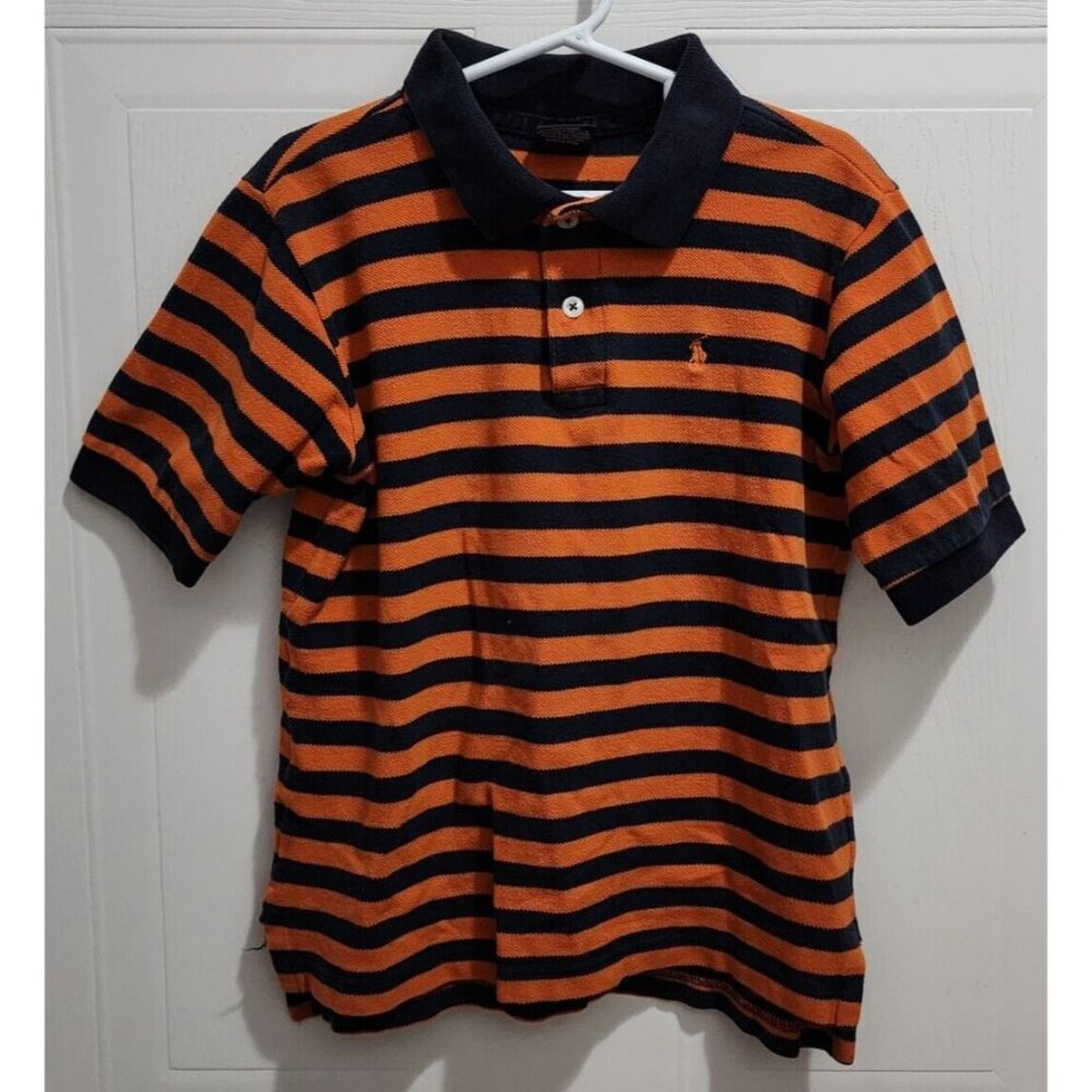 Polo Ralph Lauren Orange and Blue Striped Polo Shirt Boy's Size 6 100% Cotton